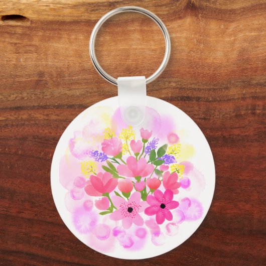 Waterverf Flowers 01 Sleutelhanger (Voorkant)