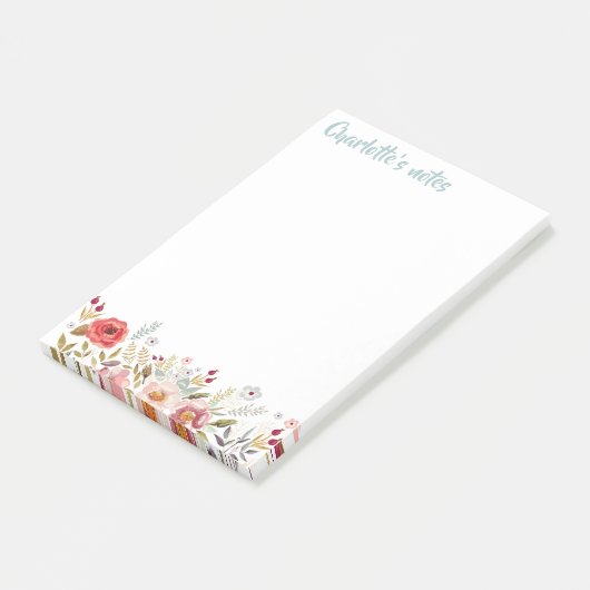 Waterverf Flowers 4 x 6 Sticky Post-it Notes (Schuin)