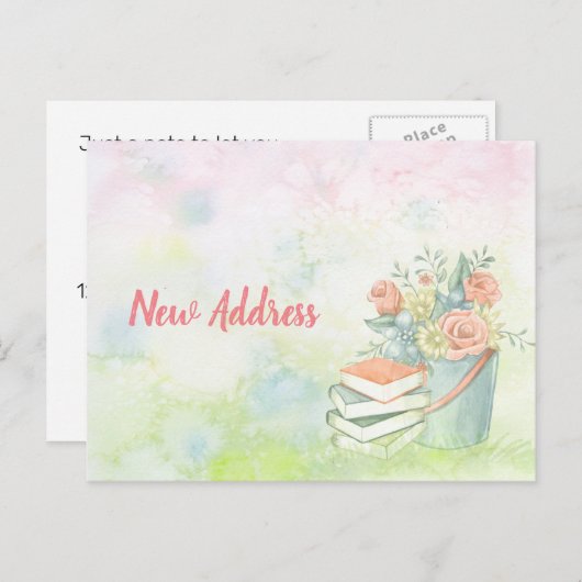 Waterverf Flowers Adreswijziging Post Kaart (Voorkant / Achterkant)