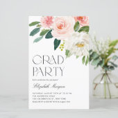  Waterverf Flowers Afstuderen Uitnodiging (Staand voorkant)