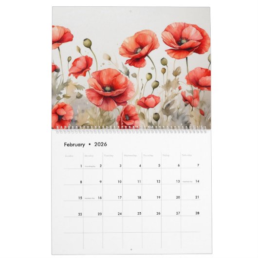 Waterverf Flowers and Flower Meadows Natuur Lover Kalender (Feb 2026)