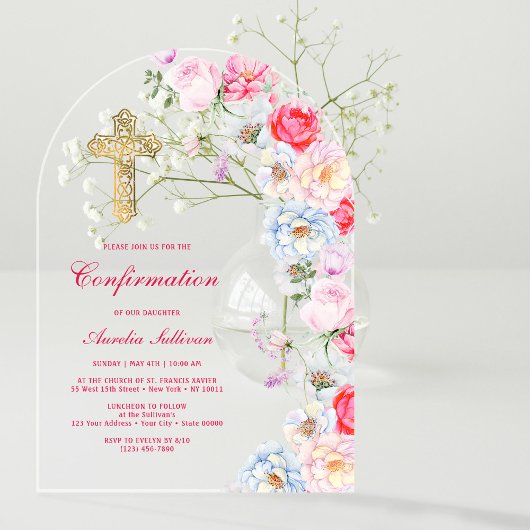 Waterverf Flowers Arch bevestiging Acryl Uitnodigingen