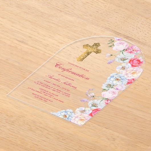 Waterverf Flowers Arch bevestiging Acryl Uitnodigingen (Laagn)