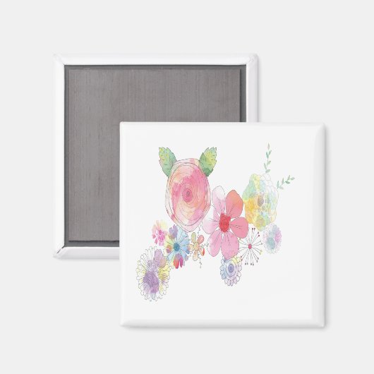 Waterverf Flowers Art Magneet (Voorkant / Achterkant)