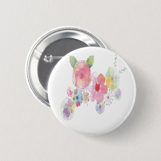 Waterverf Flowers Art Ronde Button 5,7 Cm (Voorkant /achterkant)