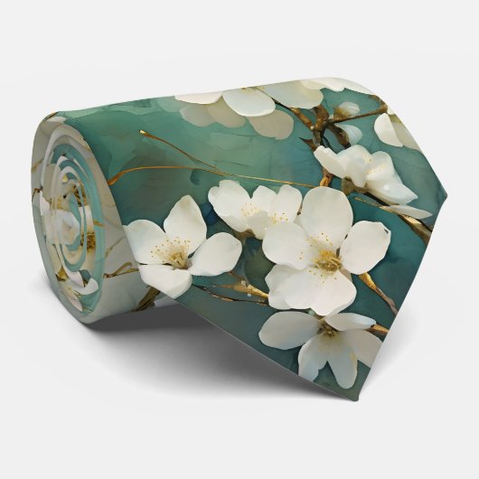 Waterverf Flowers Artistiek Design Stropdas (Opgerold)