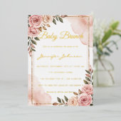  Waterverf Flowers Baby Brunch Folie Uitnodiging (Staand Voorkant)