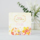 Waterverf Flowers Baby Girl Baby shower Kaart (Staand voorkant)