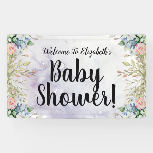 Waterverf Flowers Baby shower Banner (Horizontaal)