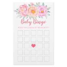 Waterverf Flowers Baby shower Game Baby Bingo