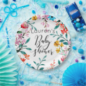 Waterverf Flowers Baby shower Papieren Bordje (Feest)