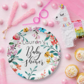 Waterverf Flowers Baby shower Papieren Bordje (Feest)