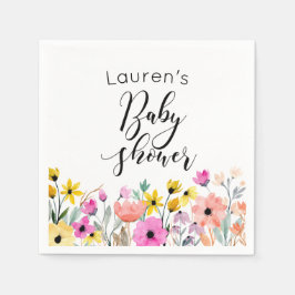 Waterverf Flowers Baby shower Servet