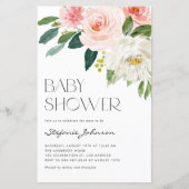 Waterverf Flowers Baby shower Uitnodiging (Voorkant)