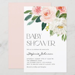  Waterverf Flowers Baby shower Uitnodiging