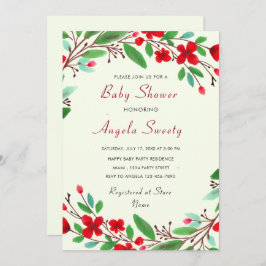 Waterverf Flowers Baby shower Uitnodiging