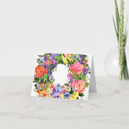 Waterverf Flowers Blank Notecard Kaart (Voorkant)
