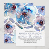 Waterverf Flowers Blue Boho repetitie diner Kaart (Voorkant / Achterkant)