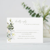 Waterverf Flowers Blue Gum Eucalyptus, Meal RSVP Kaart (Staand voorkant)