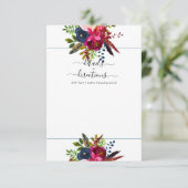 Waterverf Flowers Blush, Burgundy+Navy Aankondiging (Staand voorkant)