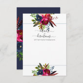 Waterverf Flowers Blush, Burgundy+Navy Aankondiging (Voorkant / Achterkant)