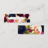 Waterverf Flowers Blush, Burgundy+Navy Mini Visitekaartje (Voorkant / Achterkant)