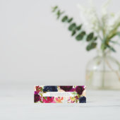 Waterverf Flowers Blush, Burgundy+Navy Mini Visitekaartje (Staand voorkant)