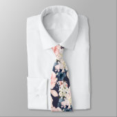 Waterverf Flowers Blush Navy Rozen DIY Achtergrond Stropdas (Gebonden)