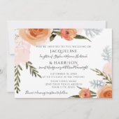 Waterverf Flowers Blush Peach Foliage Weddenschap Kaart (Voorkant)