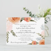 Waterverf Flowers Blush Peach Foliage Weddenschap Kaart (Staand voorkant)
