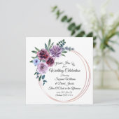 Waterverf Flowers Blush Pink and Paars Wedding Kaart (Staand voorkant)