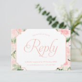 Waterverf Flowers Blush Pink RSVP Kaartje (Staand voorkant)