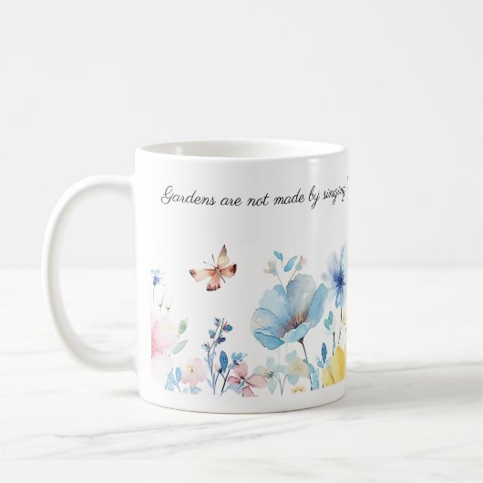 Waterverf Flowers Border, Rudyard Kipling Quote Koffiemok (Links)