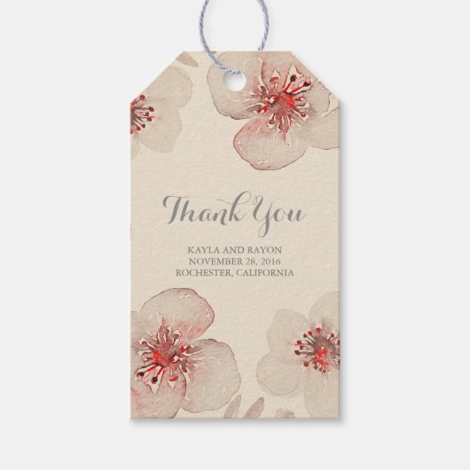 Waterverf Flowers Botanische Vintage bruiloft Cadeaulabel (Voorkant)
