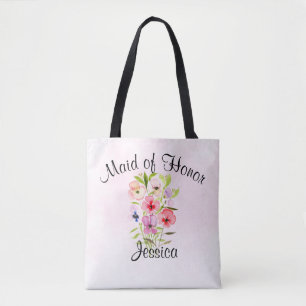 Waterverf Flowers Bouquet Maid of Honor Wedding Tote Bag