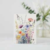 Waterverf Flowers Briefkaart (Staand voorkant)