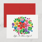 Waterverf Flowers Briefkaart (Voorkant / Achterkant)