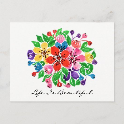 Waterverf Flowers Briefkaart (Voorkant)