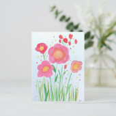 Waterverf Flowers Briefkaart (Staand voorkant)