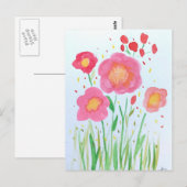 Waterverf Flowers Briefkaart (Voorkant / Achterkant)
