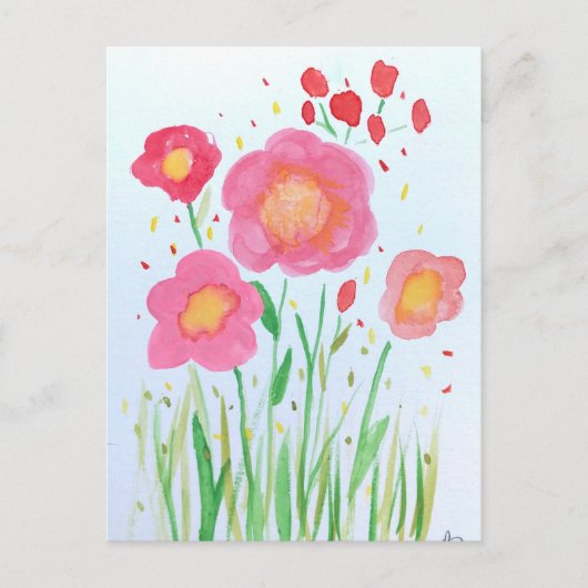 Waterverf Flowers Briefkaart (Voorkant)