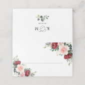 Waterverf Flowers Burgundy Blush Folded Plaatskaartje (Buitenkant ongevouwen)
