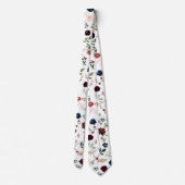 Waterverf Flowers Burgundy Blush Navy Rozen Stropdas (Achterkant)