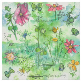 Waterverf Flowers Butterfly Botanical Sketchbook Stof