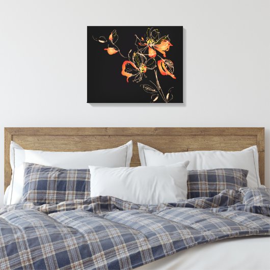 Waterverf Flowers Canvas Afdruk (Insitu (Slaapkamer))
