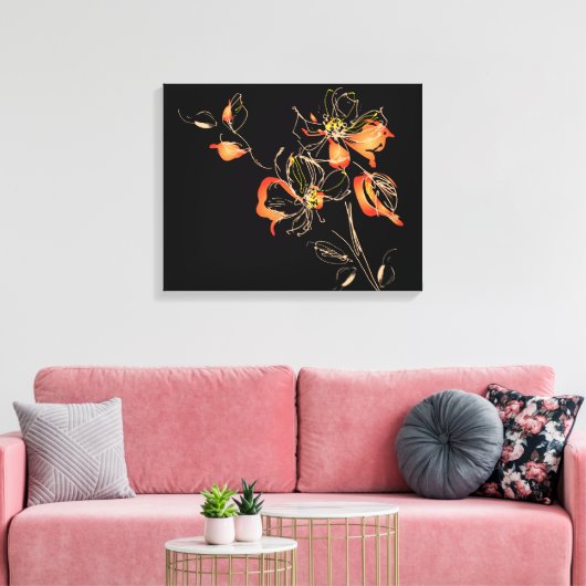Waterverf Flowers Canvas Afdruk (Insitu (Woonkamer))