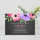 Waterverf Flowers Chalkboard Graduation Party Kaart (Staand voorkant)