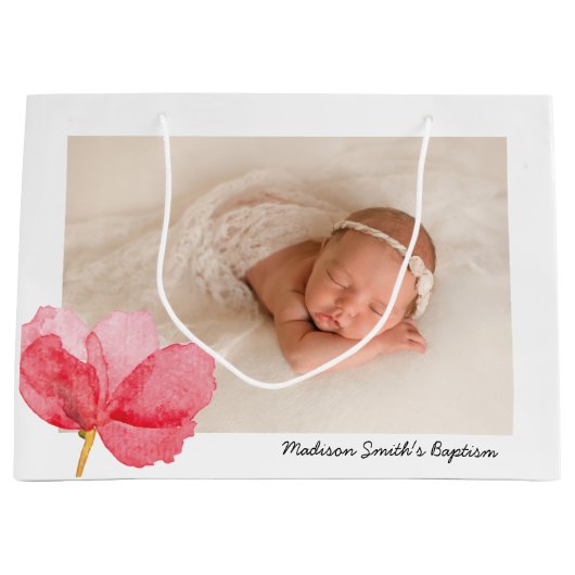 Waterverf Flowers Christening Baptisme Groot Cadeauzakje (Voorkant)