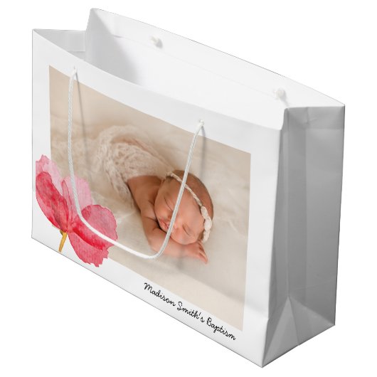 Waterverf Flowers Christening Baptisme Groot Cadeauzakje (Voorkant Gekanteld)