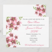 Waterverf Flowers Corporate party Invitation Kaart (Voorkant / Achterkant)